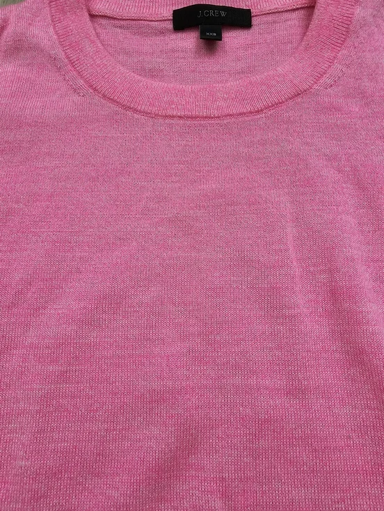 J Crew Merino Wool Bright Pink Crewneck Sweater Xxs - Picture 3 of 11